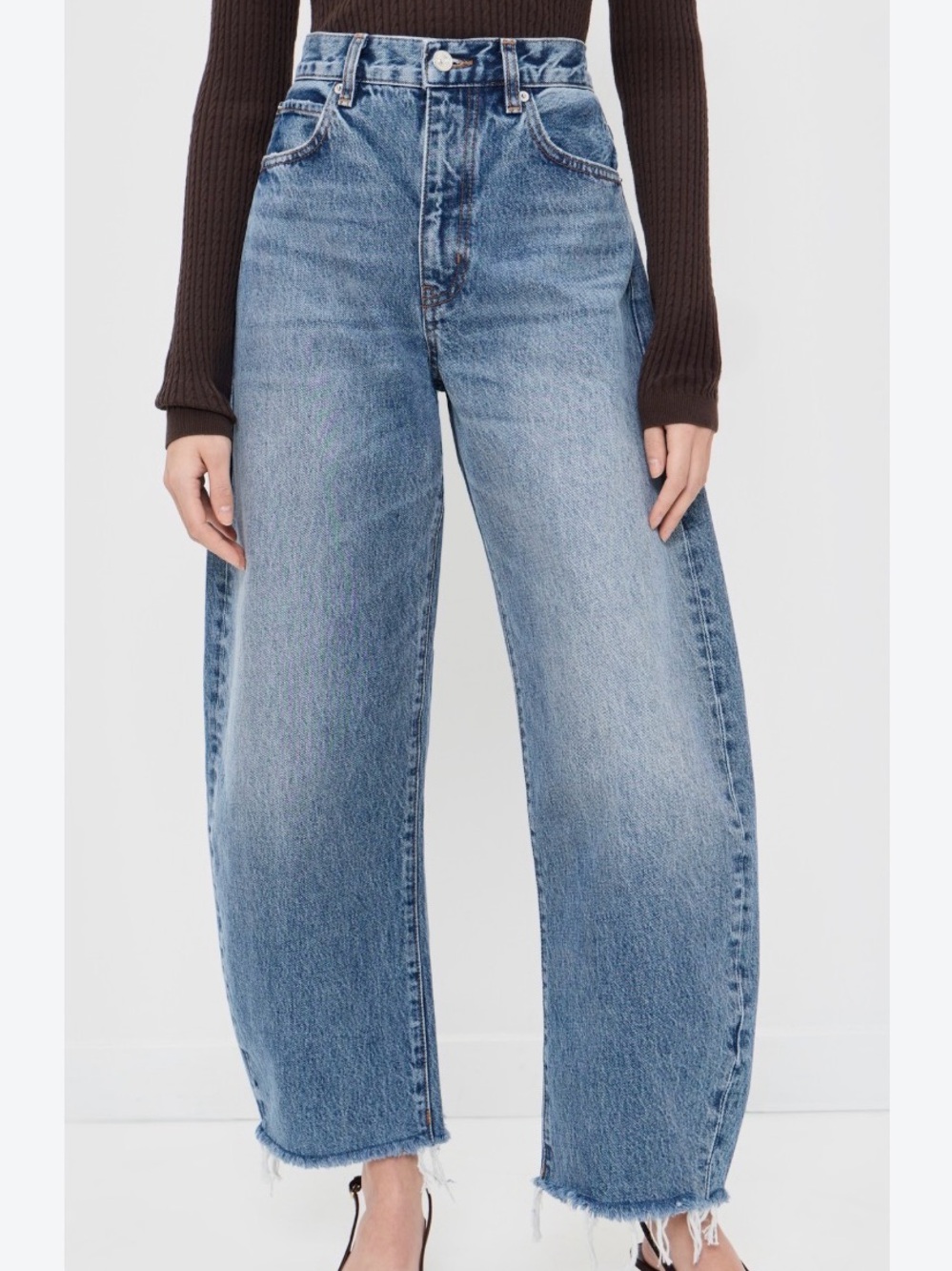 Frame Bubble Denim Jeans in Rapture Raw Fray 26